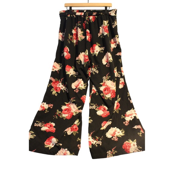 Torrid Black Floral Wide Leg Palazzo Pants Women's Size 1 - Picture 3 of 4